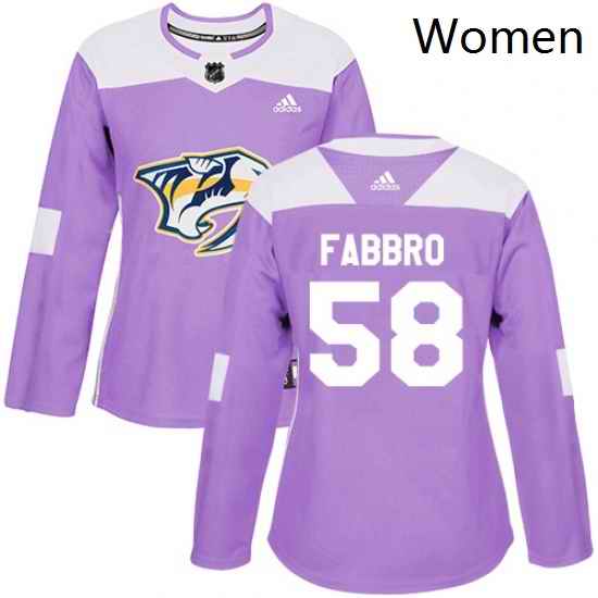 Womens Adidas Nashville Predators 58 Dante Fabbro Authentic Purple Fights Cancer Practice NHL Jersey